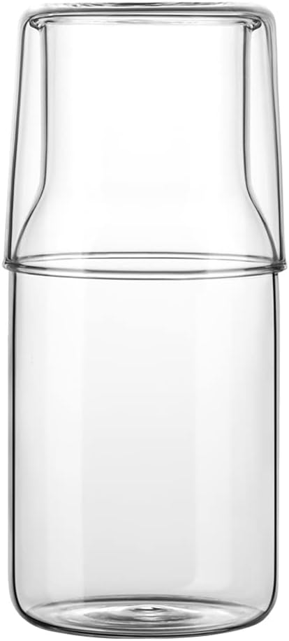 Set de Jarra de agua de 16.9 Oz y vaso de noche de 9 Oz. Cristal Acanalado.