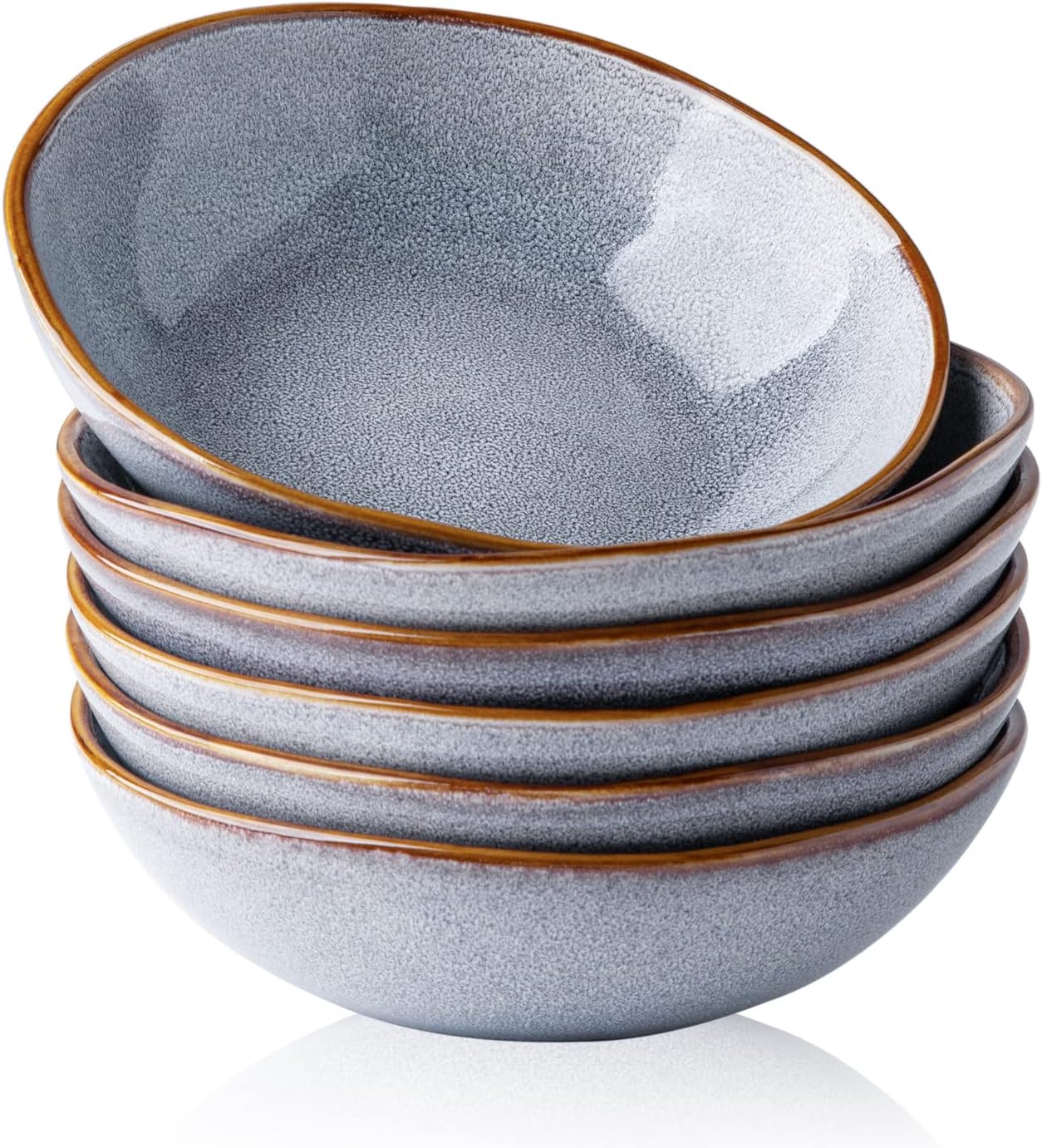 Juego de 6 bowls de cerámica. Borde ondulado. 24 oz. Azul.